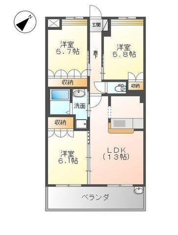 センチュリーカーサ(3LDK/2階)の間取り写真