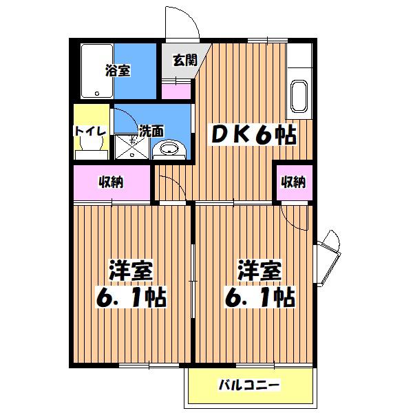 グリーンハウスハシモトA(2DK/1階)の間取り写真