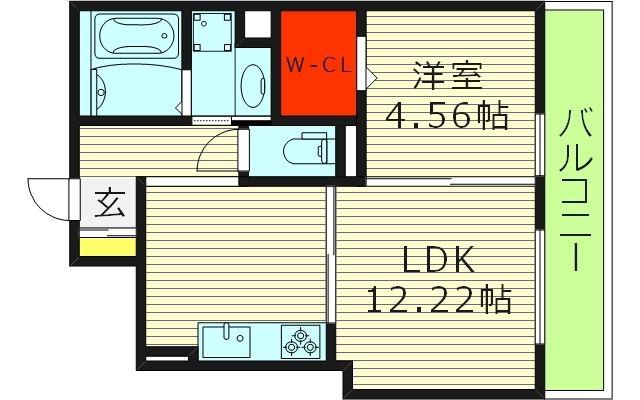 サウスメゾンサフィニア(1LDK/2階)の間取り写真