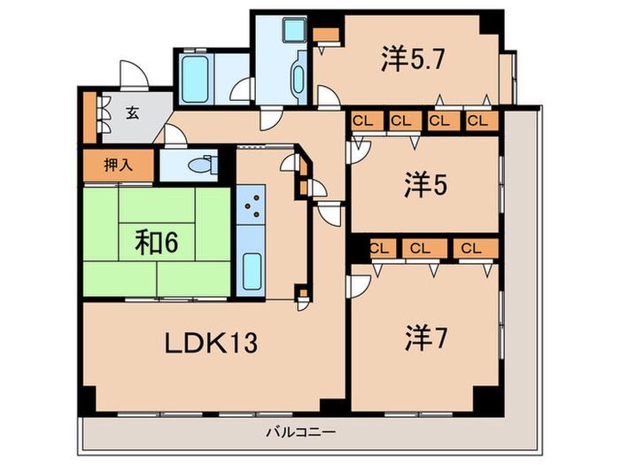 イトーピア苦楽園樋之池(4LDK/4階)の間取り写真