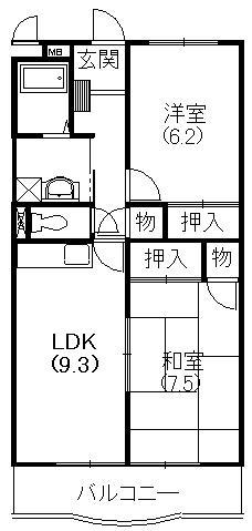 シンフォニー三和II(2LDK/2階)の間取り写真