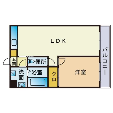 ビバーン平尾駅前(1LDK/6階)の間取り写真