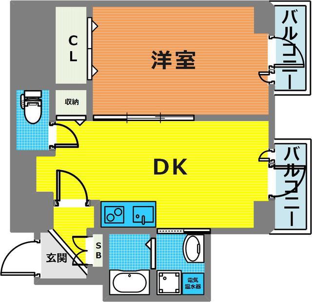 サンビルダープラス磯上ベース(1DK/5階)の間取り写真