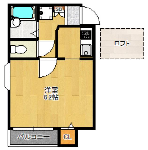 べアトリーチェ城南(1K/2階)の間取り写真
