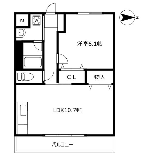 ブライト川内(1LDK/1階)の間取り写真