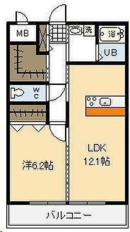 ルーナ トレノーヴェ(1LDK/2階)の間取り写真