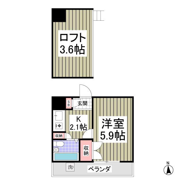 シティパレス東住脚折3(1K/2階)の間取り写真