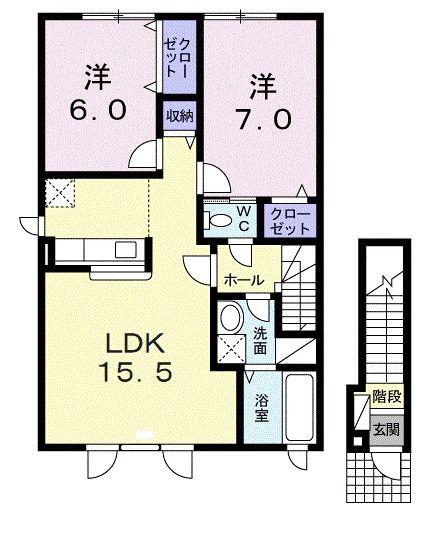 アリビオ(2LDK/2階)の間取り写真