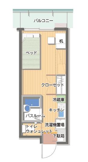 神戸女子学生会館(ワンルーム/19階)の間取り写真