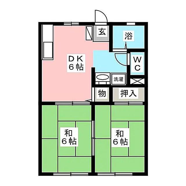 コーポ藤池(2DK/1階)の間取り写真
