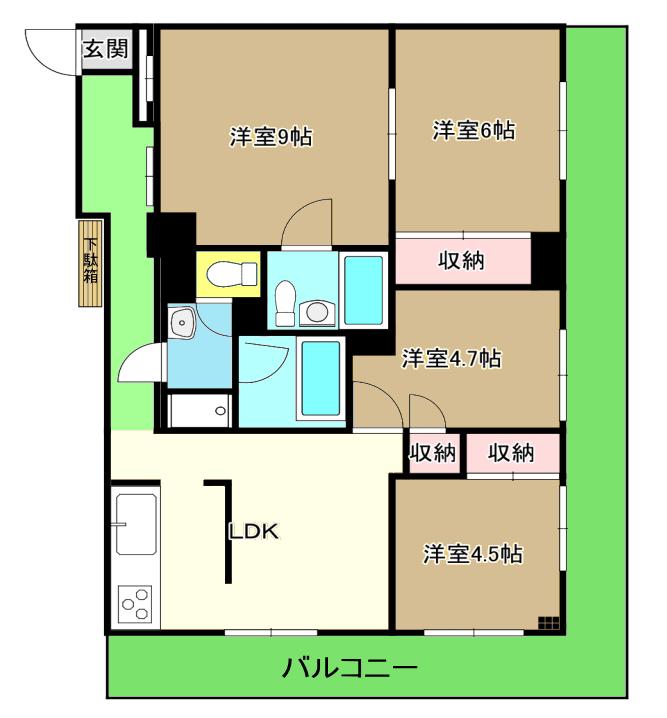 島田マンション(3LDK/3階)の間取り写真