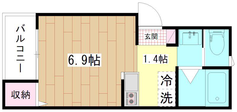 ヴィラ西新井(1K/1階)の間取り写真