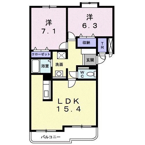 オーパス(2LDK/3階)の間取り写真