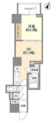 パティオ神田(1DK/10階)の間取り写真