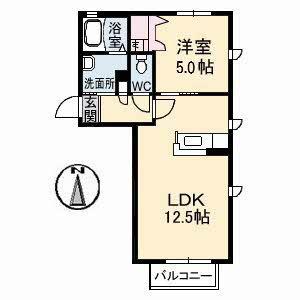 シャーメゾンセシリエール(1LDK/1階)の間取り写真
