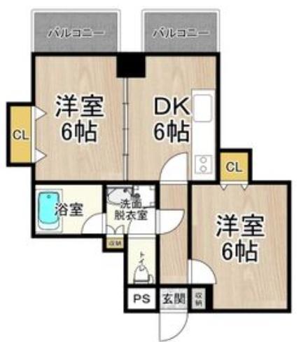 CITY SPIRE難波プレミア(2DK/2階)の間取り写真