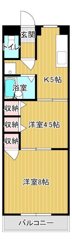 ウェルス武久I(2DK/5階)の間取り写真