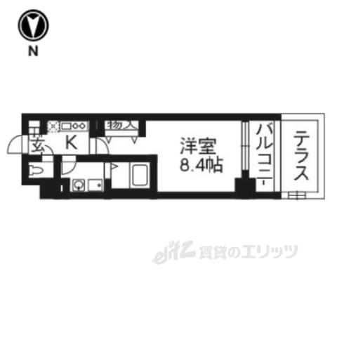 アスヴェル京都三条通(1K/1階)の間取り写真