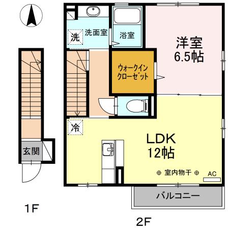 メイリーシェン(1LDK/2階)の間取り写真