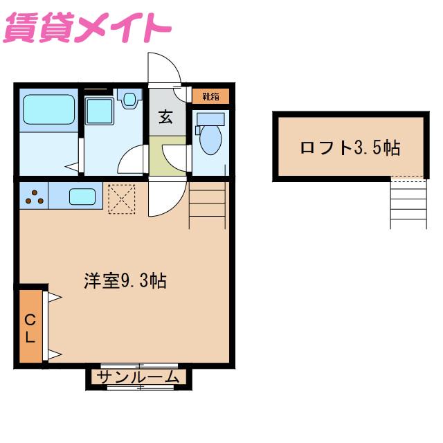 RENOM(ワンルーム/2階)の間取り写真