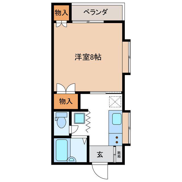 ベルウェル鼎(1K/2階)の間取り写真