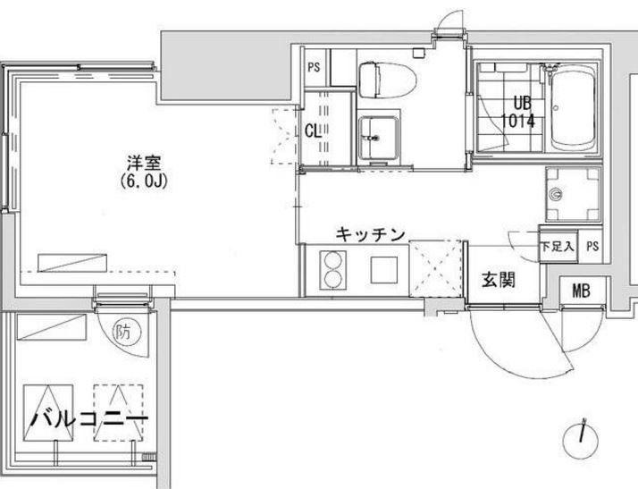 グランディオール広尾テラス(1K/7階)の間取り写真