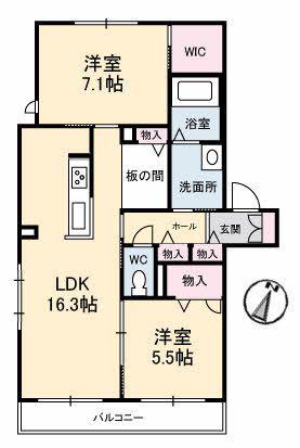 シャーメゾンINOUE(2LDK/2階)の間取り写真