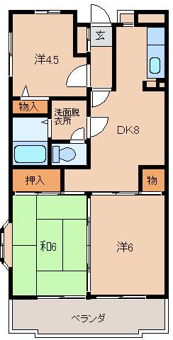 ＪＲ和歌山線 布施屋駅 徒歩61分 5階建 築35年(3DK/5階)の間取り写真