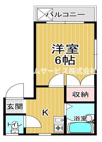 メゾンドロイヤルI(1K/4階)の間取り写真