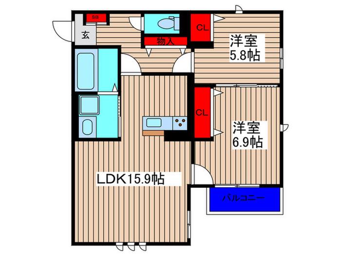 MAISON PLAISIR(2LDK/1階)の間取り写真