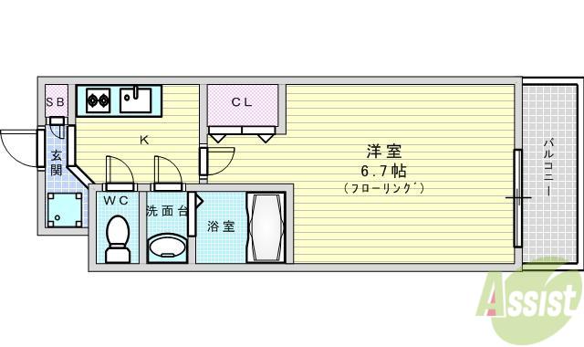 レジディア新大阪(1K/5階)の間取り写真