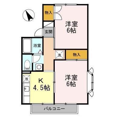ルマージュ B(2K/1階)の間取り写真