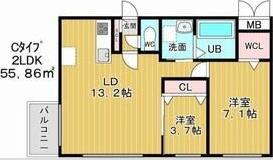 RESIDENCE LEA LEA(2LDK/3階)の間取り写真