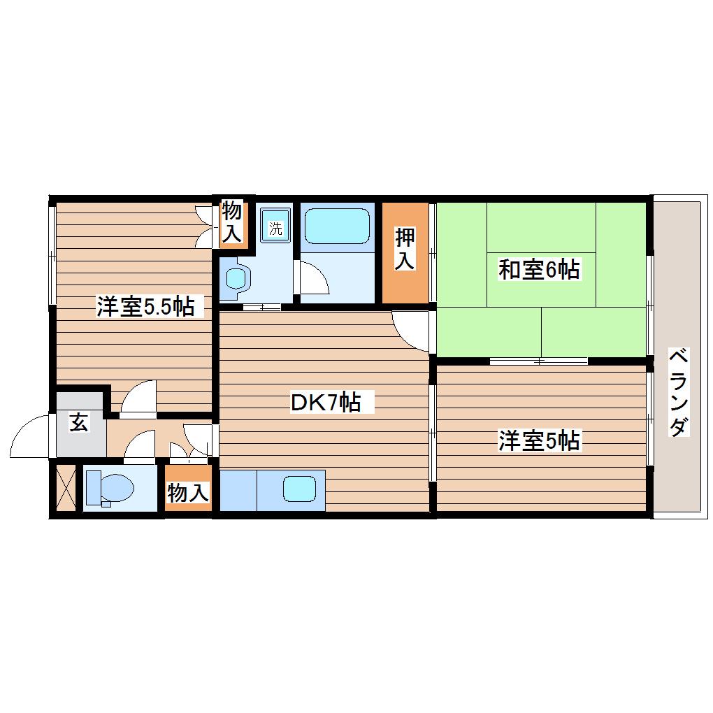 コンフォール壱番館(3DK/3階)の間取り写真