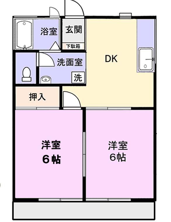 リヴェール弐番館(2DK/2階)の間取り写真