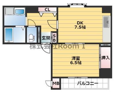 クレアトール岸本(1DK/4階)の間取り写真