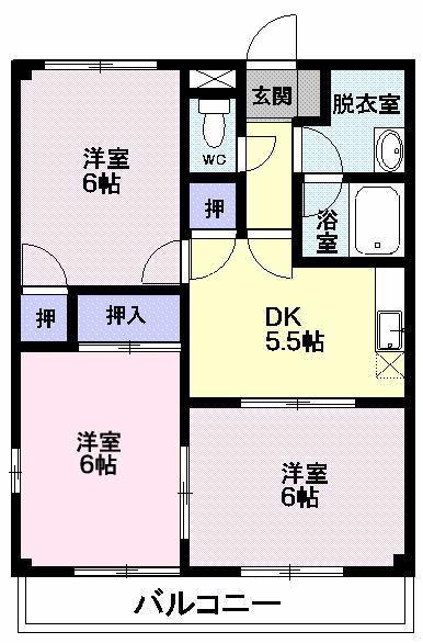 カーサスズキ(3K/2階)の間取り写真