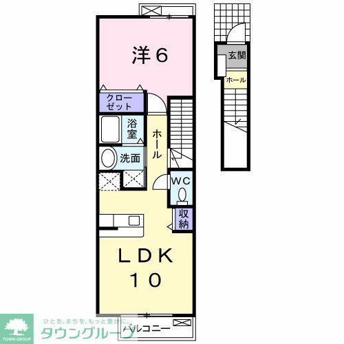 アヴニールI(1LDK/2階)の間取り写真