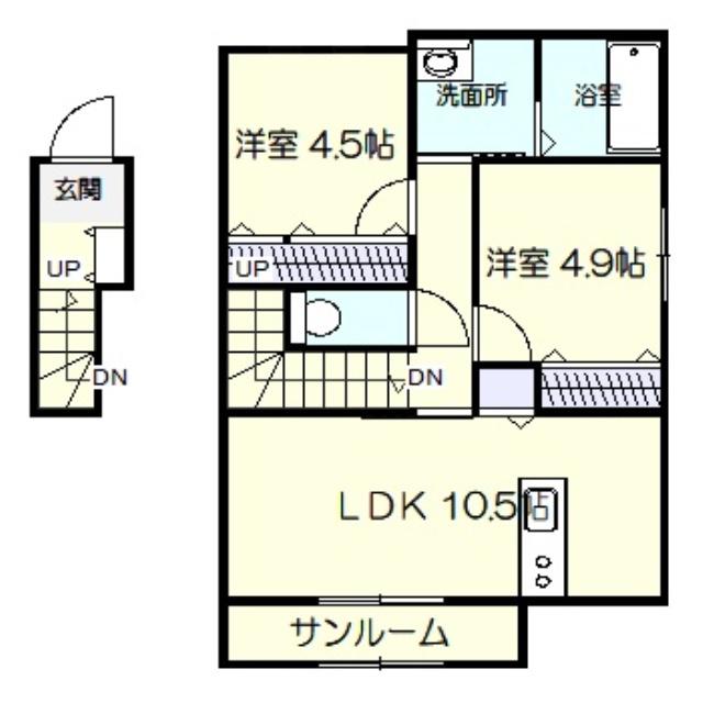 ファレノプシス 201 号(2LDK/2階)の間取り写真