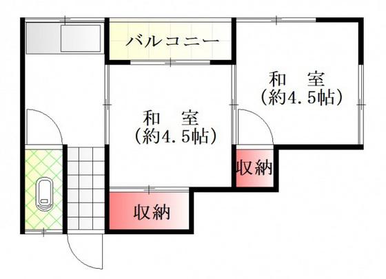 観山荘(2K/2階)の間取り写真