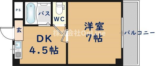 セジュール八戸ノ里(1DK/1階)の間取り写真