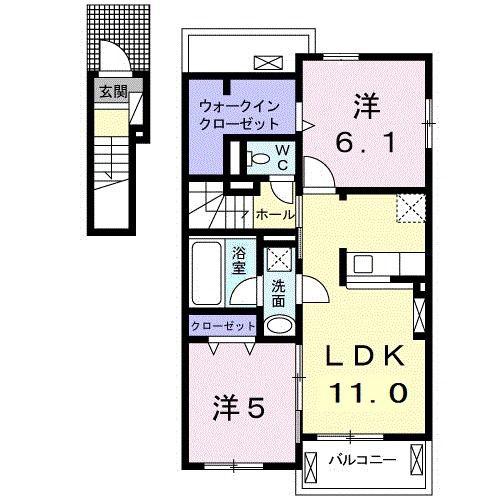 スモーキークォーツ(2LDK/2階)の間取り写真