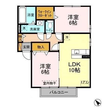リビングタウン陽光台 B(2LDK/1階)の間取り写真