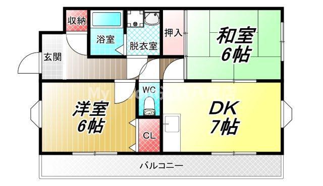 ホリデーコート加美(2DK/2階)の間取り写真