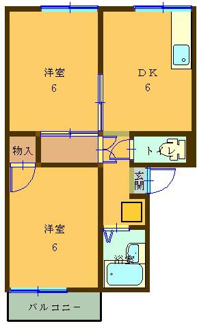プレジール江間(2DK/2階)の間取り写真