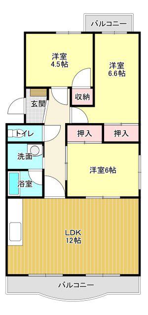 エスポワール(3LDK/2階)の間取り写真