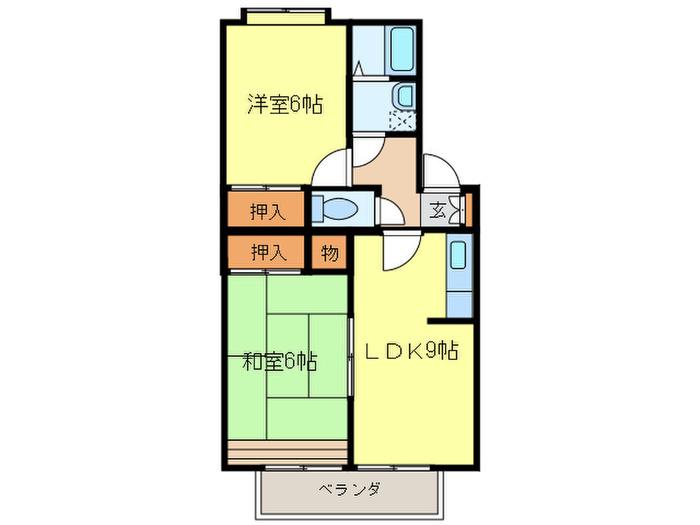 メロディハイツ乙金(2LDK/1階)の間取り写真