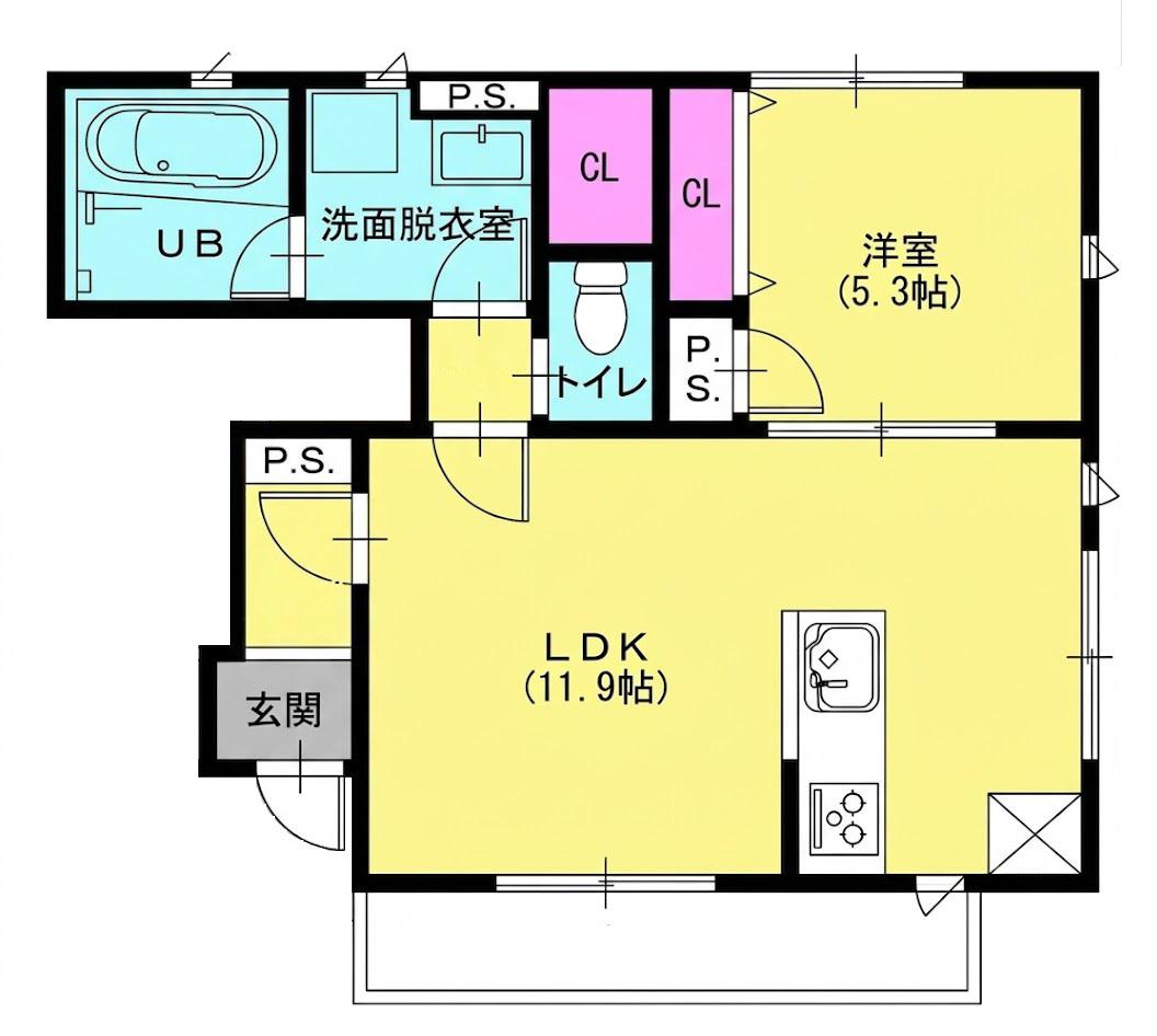 野口町水足PJ(1LDK/1階)の間取り写真