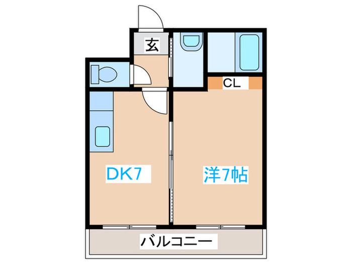 ハイフィールド88(1DK/6階)の間取り写真