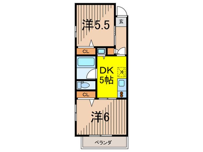 月村マンションNO.2(2DK/5階)の間取り写真